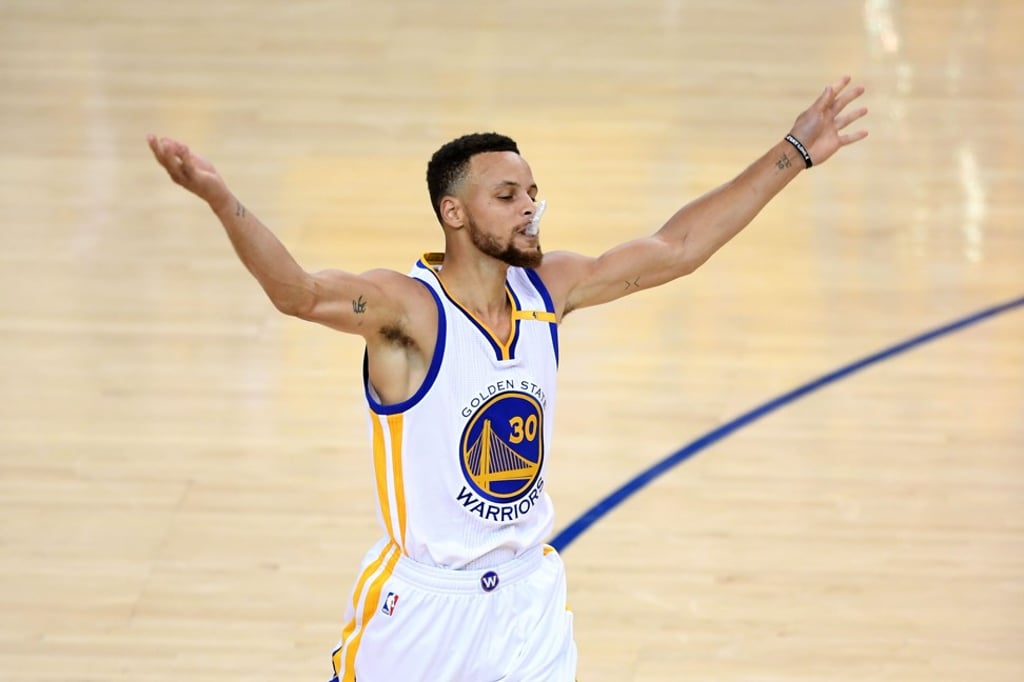Curry reacts after a play during the game five win over Cleveland Cavaliers. Photo: AFP Curry reacts after a play during the game five win over Cleveland Cavaliers. Photo: AFP