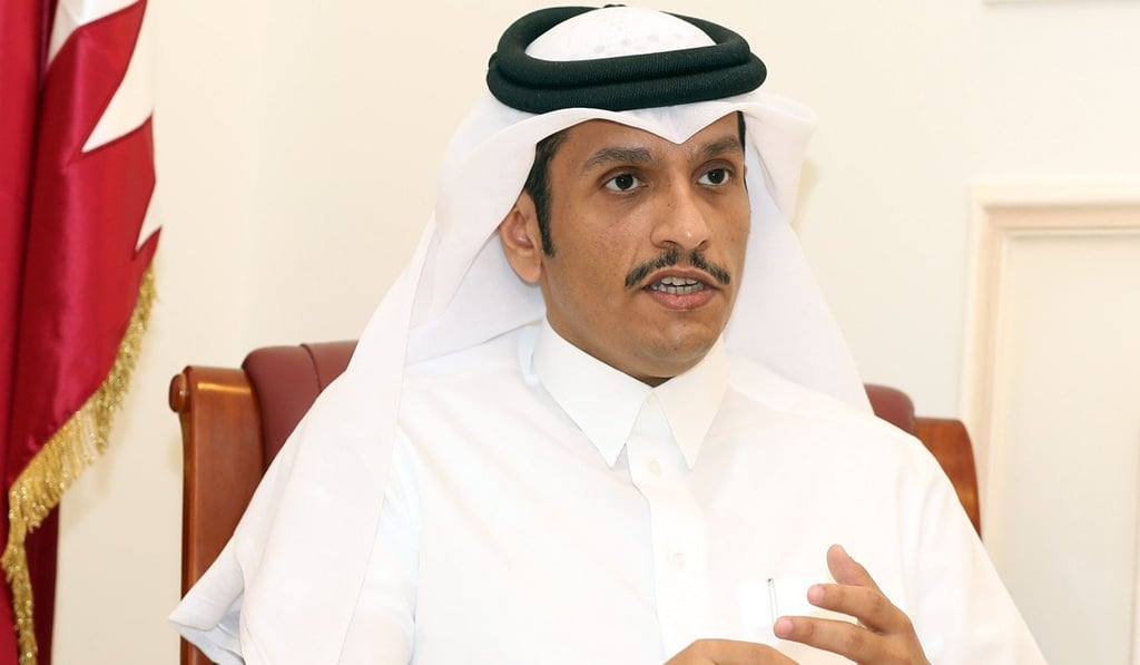 Qatari Foreign Minister Mohammed bin Abdulrahman al-Thani speaks in Doha where he rejected attempts to interfere in the country's foreign policy and said a