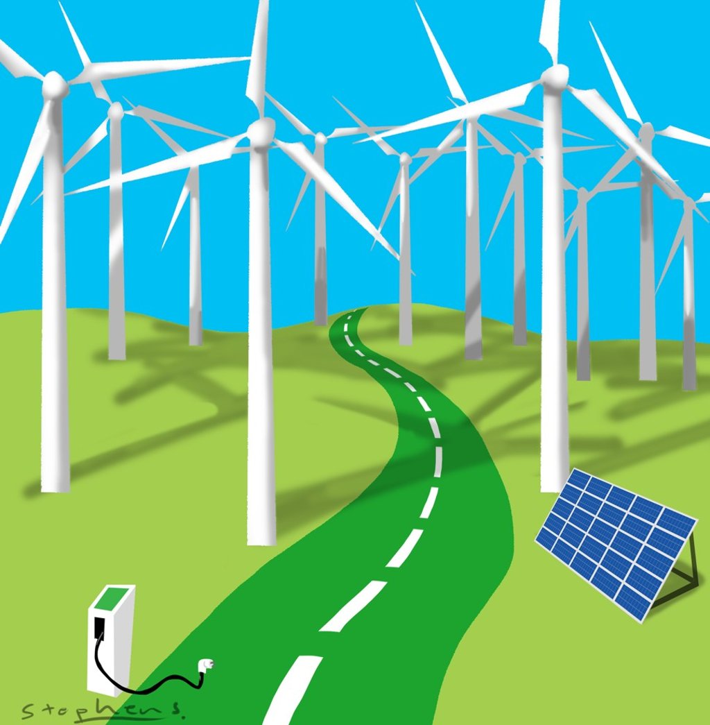 China is ­investing more in renewable energy than any other nation, pledging a further US$360 billion by 2020. Illustration: Craig Stephens