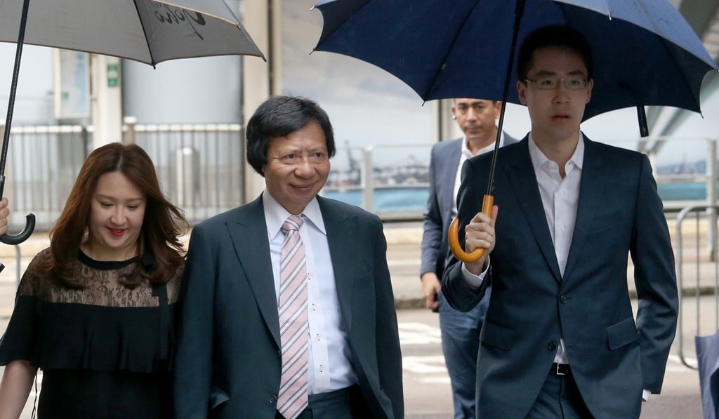 Thomas Kwok arrived at court with his son Adam and daughter Noelle. Photo: David Wong Thomas Kwok arrived at court with his son Adam and daughter Noelle. Photo: David Wong