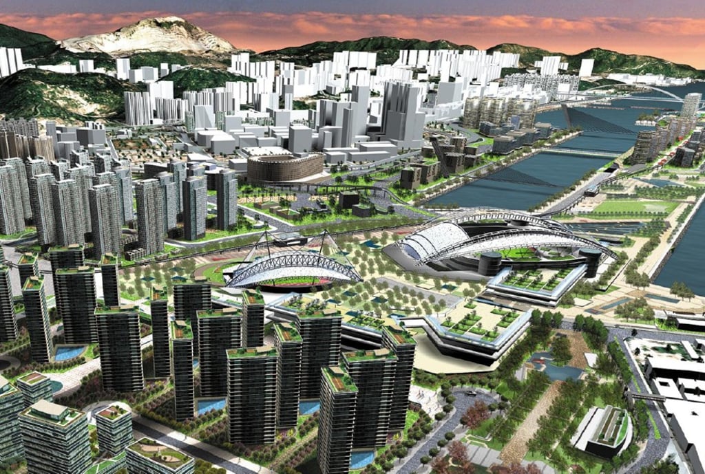 An artist’s impression of the Kai Tak development, with the sports complex in the centre. Photo: Handout