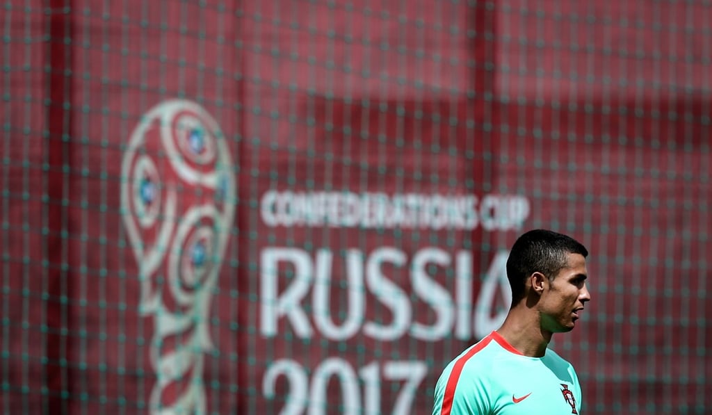 Cristiano Ronaldo during a Portugal training session at Rubin Stadium in Kazan, Russia, ahead of the Confederations Cup. Photo: EPA