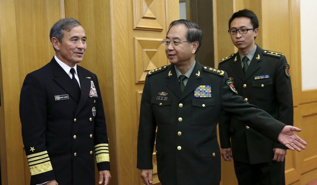 US Navy Admiral Harry Harris, Commander US Pacific Command with China's PLA Chief of Staff General Fang Fenghui in Beijing in 2015. Photo: Reuters