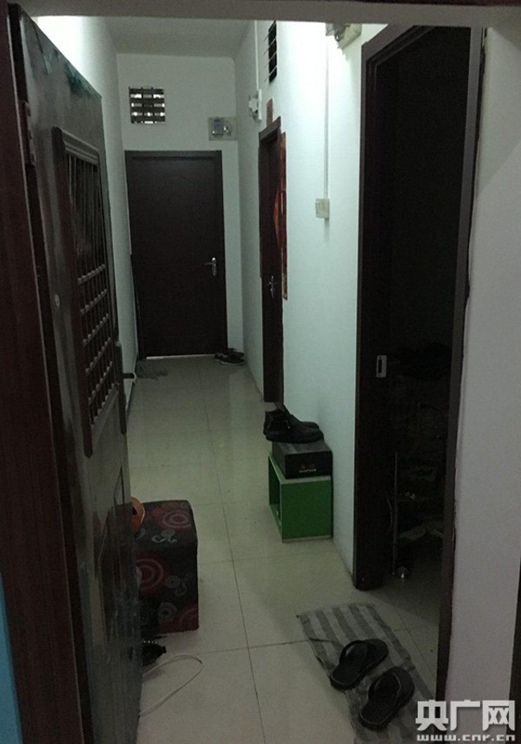 A passageway between the shared sleeping quarters. Photo: Handout