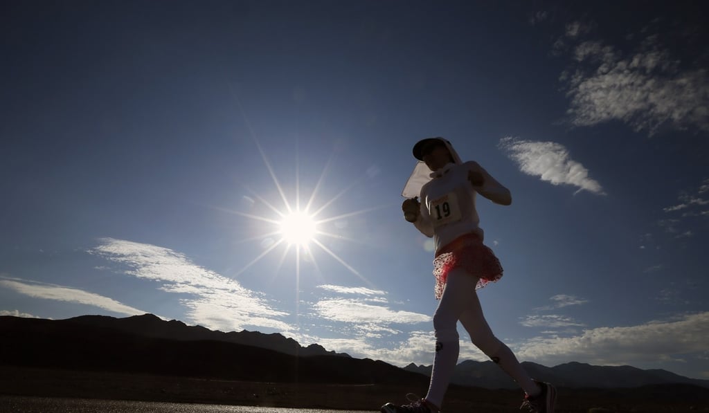 Lorie Alexander of Canada, 54, competes in the Badwater Ultramarathon in Death Valley National Park, California July 15, 2013. Extreme heat warnings have been raised for Death Valley this week. Photo: Reuters