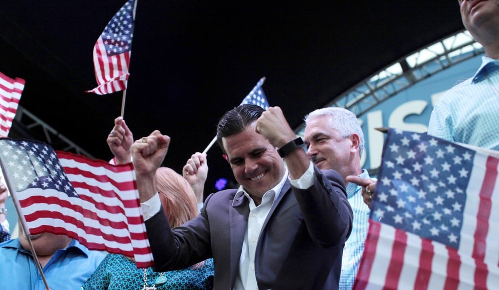 Puerto Rico Governor Ricardo Rosello celebrates in San Juan after the economically struggling US island territory voted overwhelmingly on June 11 in favour of becoming the 51st state. Photo: Reuters