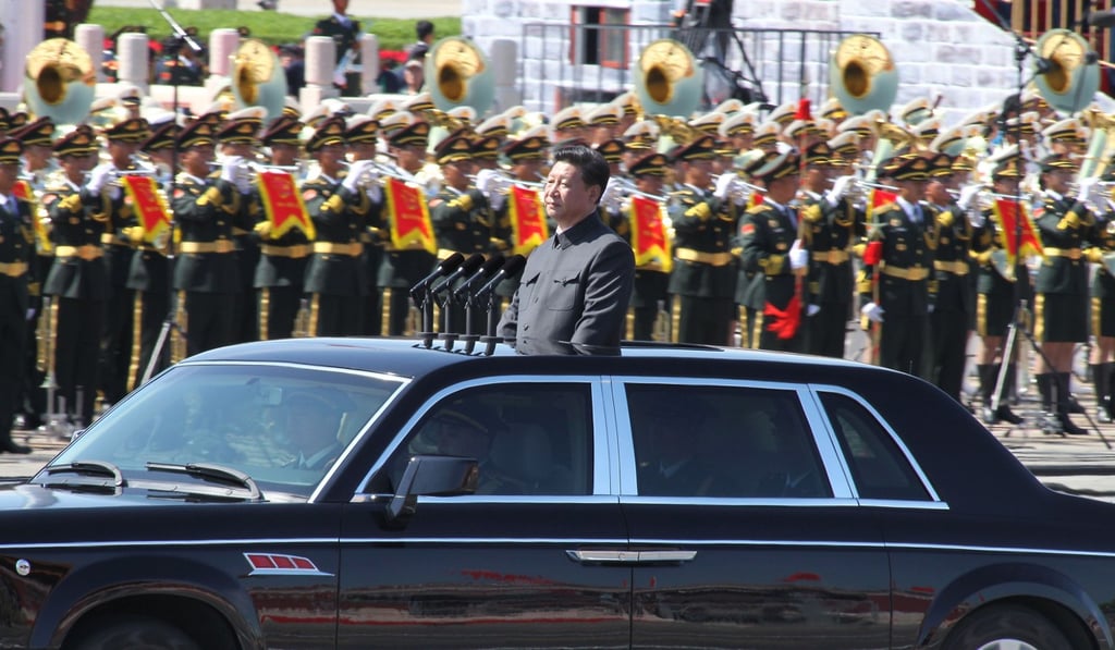 Chinese leader Xi Jinping reviews a military parade commemorating the 70th anniversary of the victory over the Japanese in Tiananmen Square in September 2015 in Beijing. Photo: Simon Song