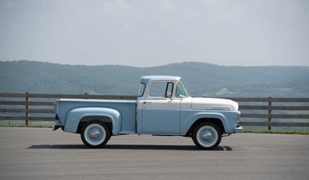 A 1958 Ford F-100 Custom Cab pickup