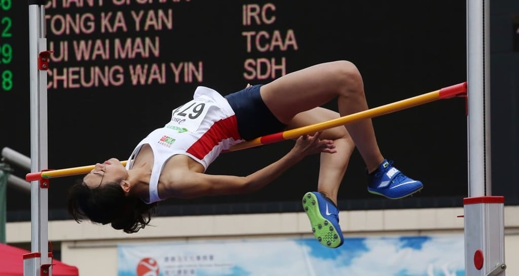 Yeung in action at the Hong Kong Athletic Championship at Wan Chai Sports Ground earlier this year. Photo: Jonathan Wong