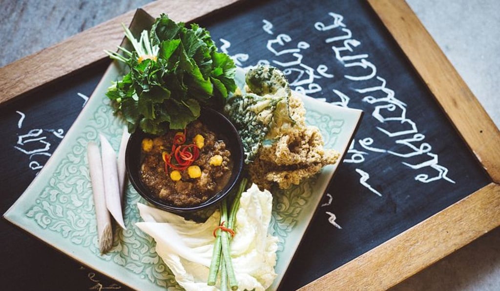 Nam Prig Long Rua, a chili-spiked stir fry dish that you can order to your room at the Anantara Siam Bangkok