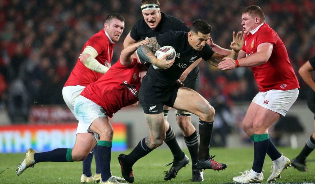 New Zealand’s Sonny Bill Williams is tackled against the British & Irish Lions at Eden Park. Photo: AFP