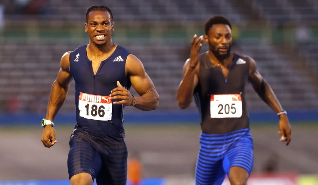 Jamaica's Yohan Blake (left) and Rasheed Dwyer in action.