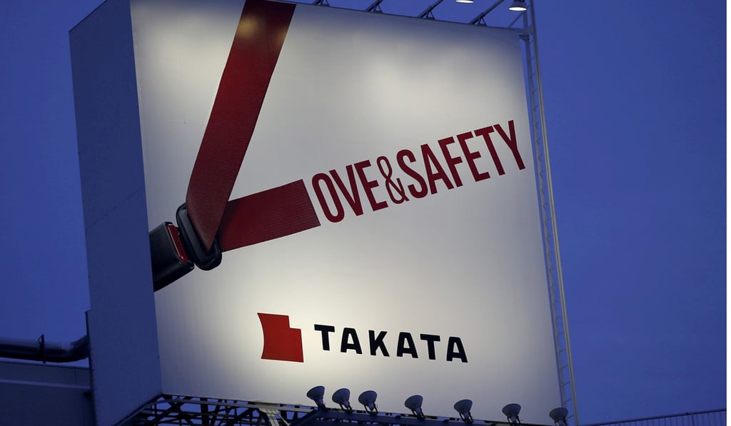 A billboard advertisement of Takata Corp is pictured in Tokyo. Photo: Reuters