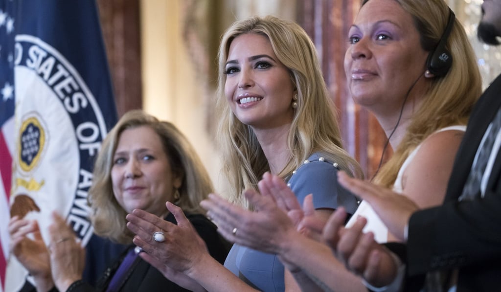 Ivanka Trump, centre, reacts to remarks by US Secretary of State Rex Tillerson at the 2017 Trafficking in Persons Report ceremony. Photo: Associated Press.