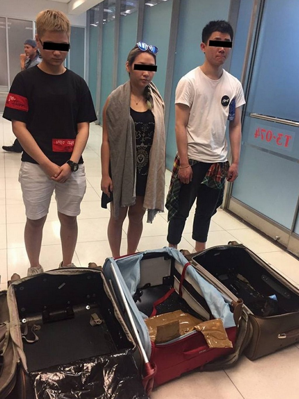 The three Hongkongers were arrested at the airport in Bangkok with drugs concealed in their luggage. Photo: Thai Police.