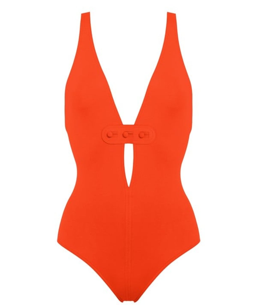 The Eres PDV one-piece in Vitamine orange-red. The Eres PDV one-piece in Vitamine orange-red.