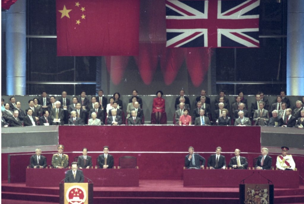 President Jiang Zemin gives a speech during the handover ceremony at the Hong Kong Convention and Exhibition Centre, in Wan Chai, in 1997. Picture: SCMP
