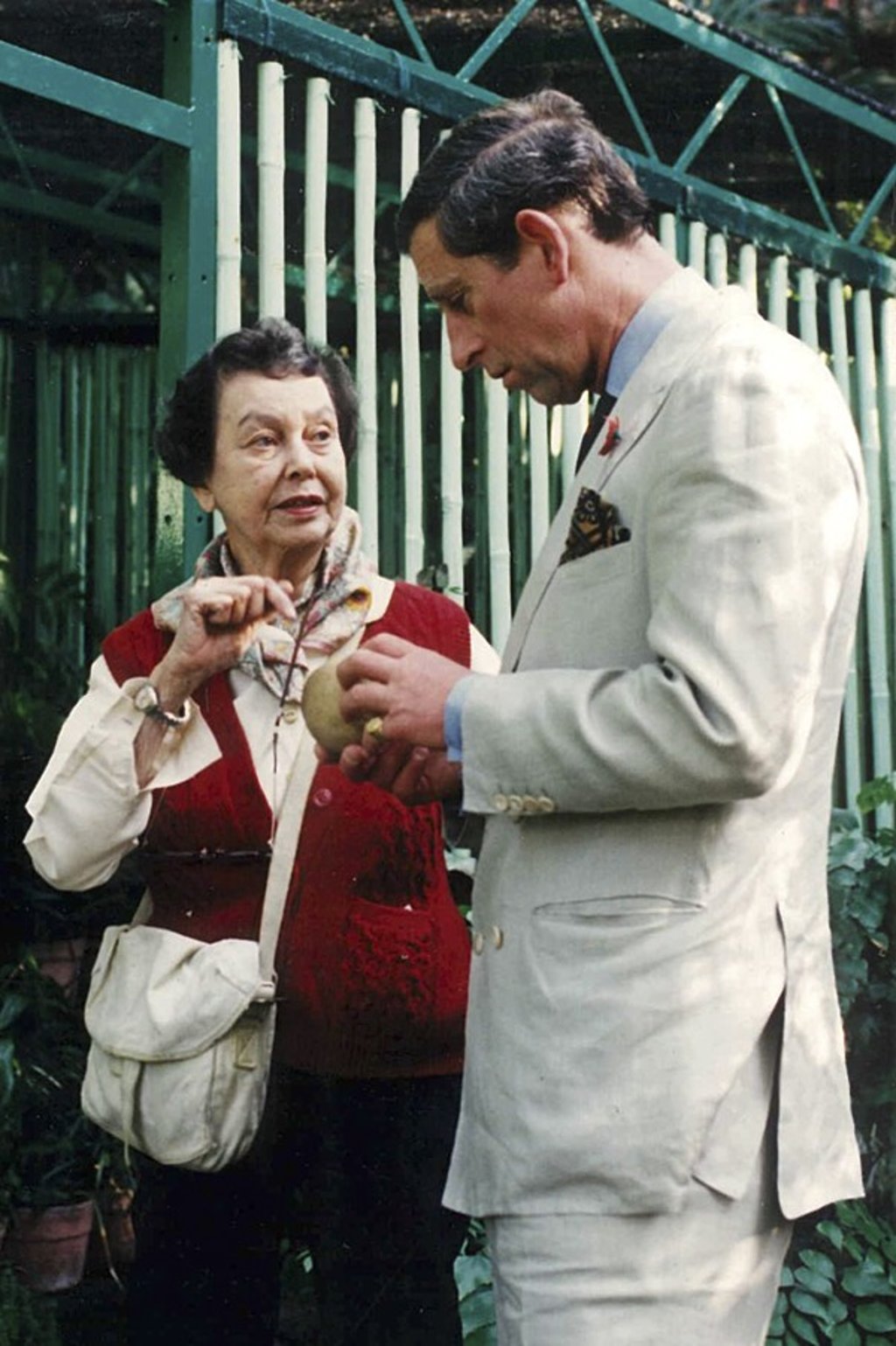 Gloria Barretto at Kadoorie Farm with Prince Charles in 1991. Picture: courtesy of Ruy Barretto