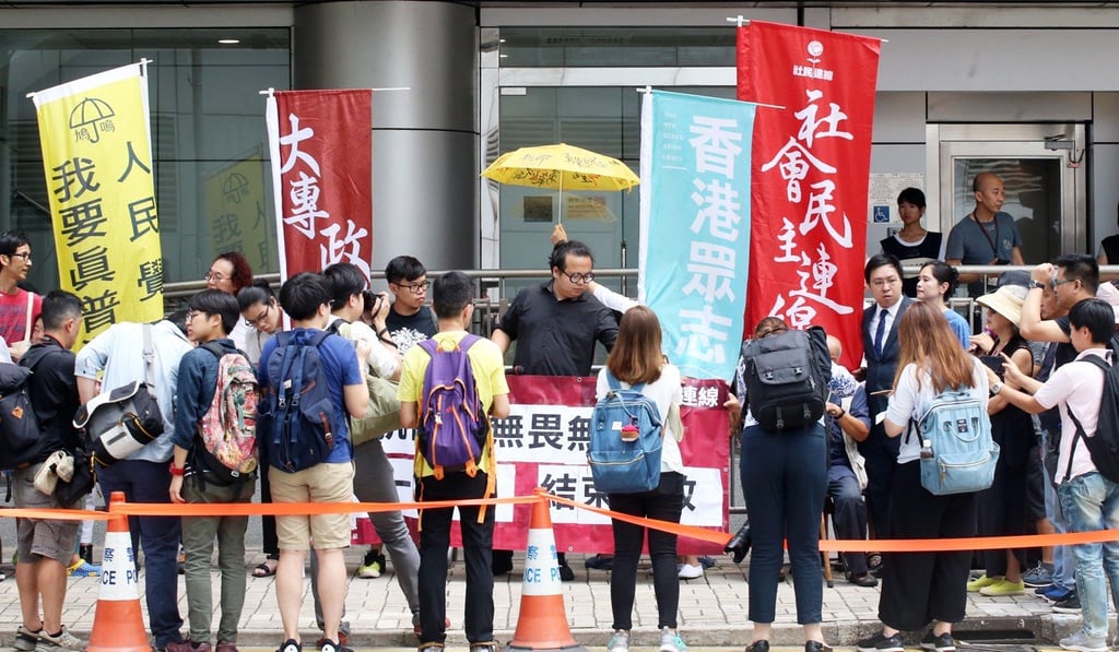 Protesters arrived at North Point police station on Thursday morning. Photo: David Wong