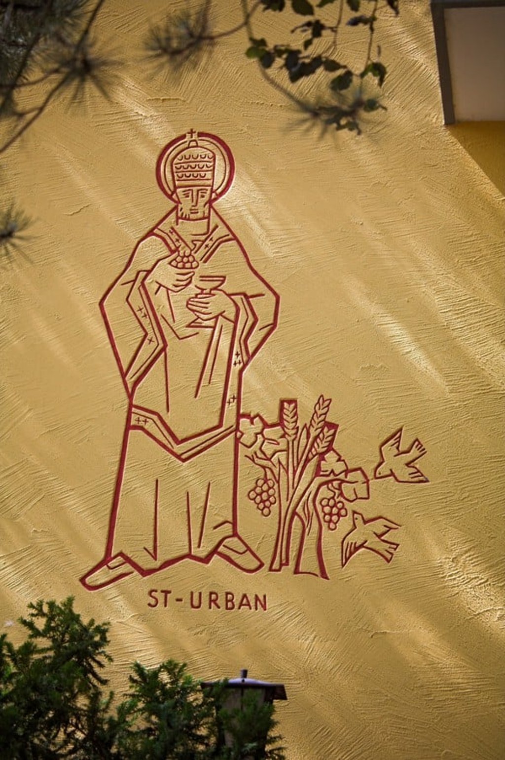 A mural of St Urban on the wall of St Urbans-Hof. Picture: Alamy