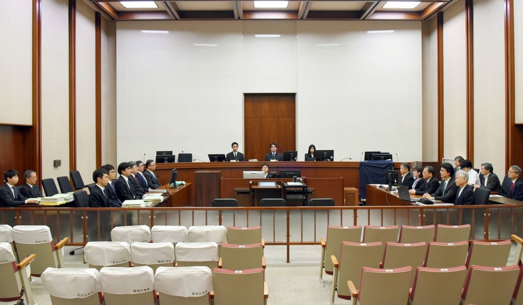 The three former Tepco bosses inside the court. Photo: Kyodo The three former Tepco bosses inside the court. Photo: Kyodo