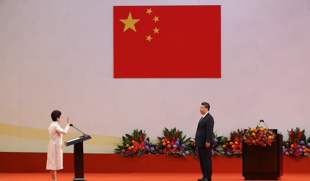Carrie Lam is sworn in by President Xi Jinping. Photo: Sam Tsang