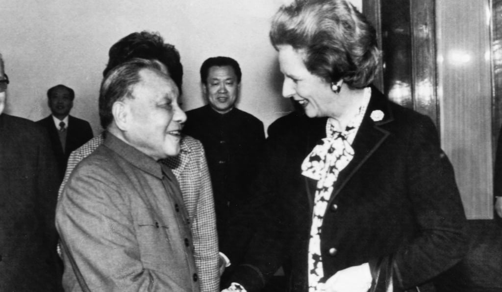 China's Deng Xiaoping greets British prime minister Margaret Thatcher, before she signed the joint declaration in 1984. Photo: Xinhua