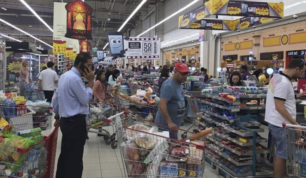 Shoppers in Doha stock up after Qatar’s rift with its neighbours. Photo: AP