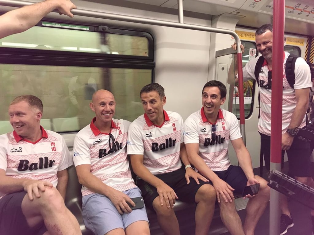 Manchester United’s Class of ’92 in Hong Kong last week on a promotional trip. Photo: Twitter/@AndyMitten