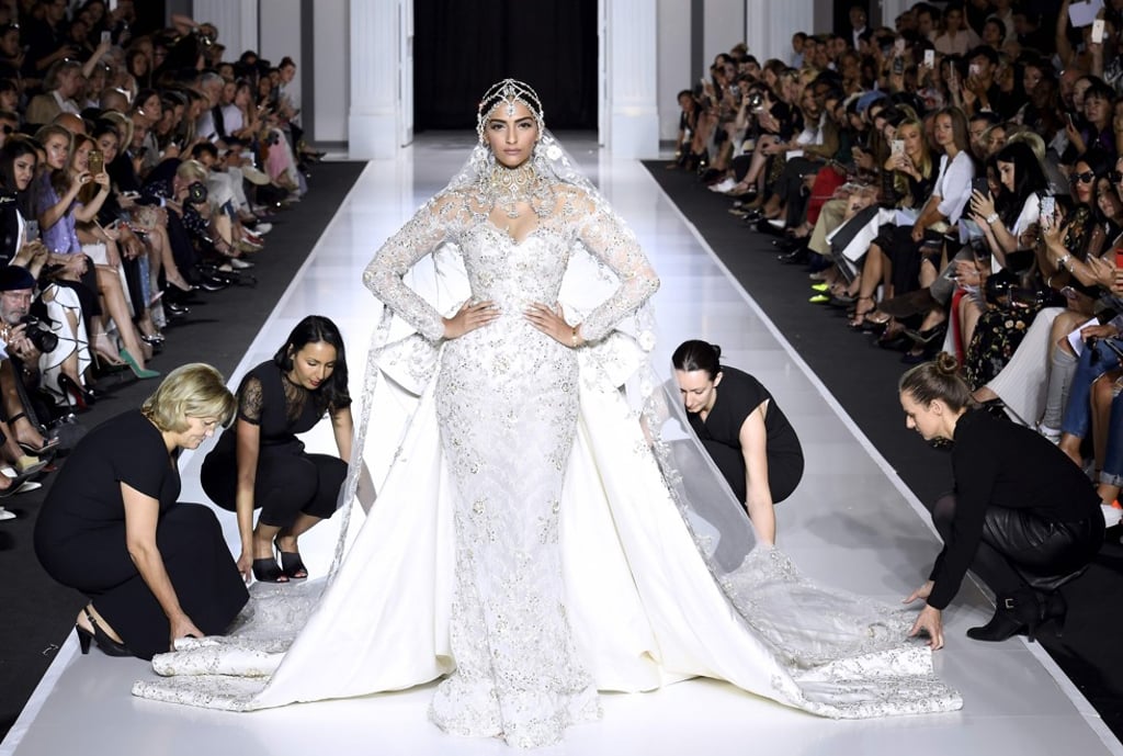 Sonam Kapoor presents a wedding dress by Ralph & Russo as part of their Haute Couture Fall/Winter 2017/2018 collection. Photo: REUTERS