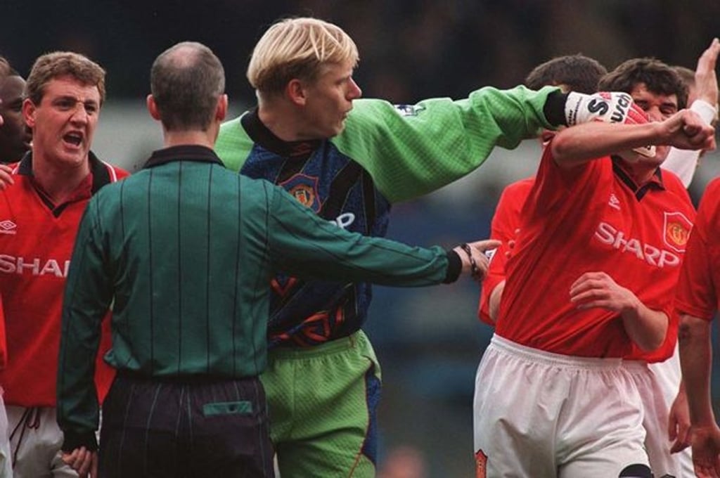 Goalkeeper Peter Schmeichel and former Manchester United captain Roy Keane did not always see eye to eye. Photo: Twitter