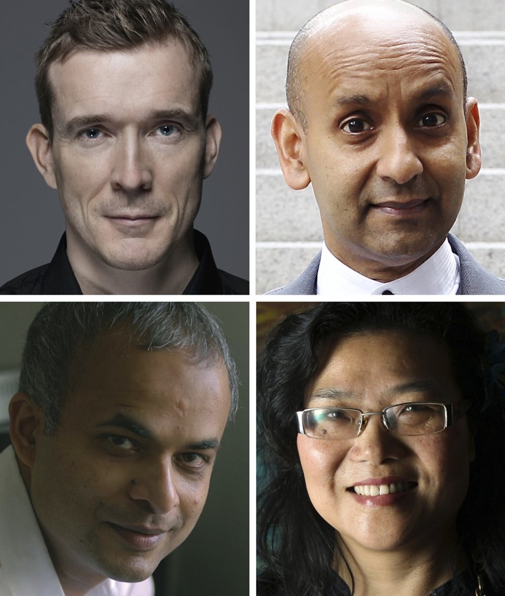 Clockwise from top left: David Mitchell; Nury Vittachi; Lijia Zhang; and Manu Joseph. Clockwise from top left: David Mitchell; Nury Vittachi; Lijia Zhang; and Manu Joseph.
