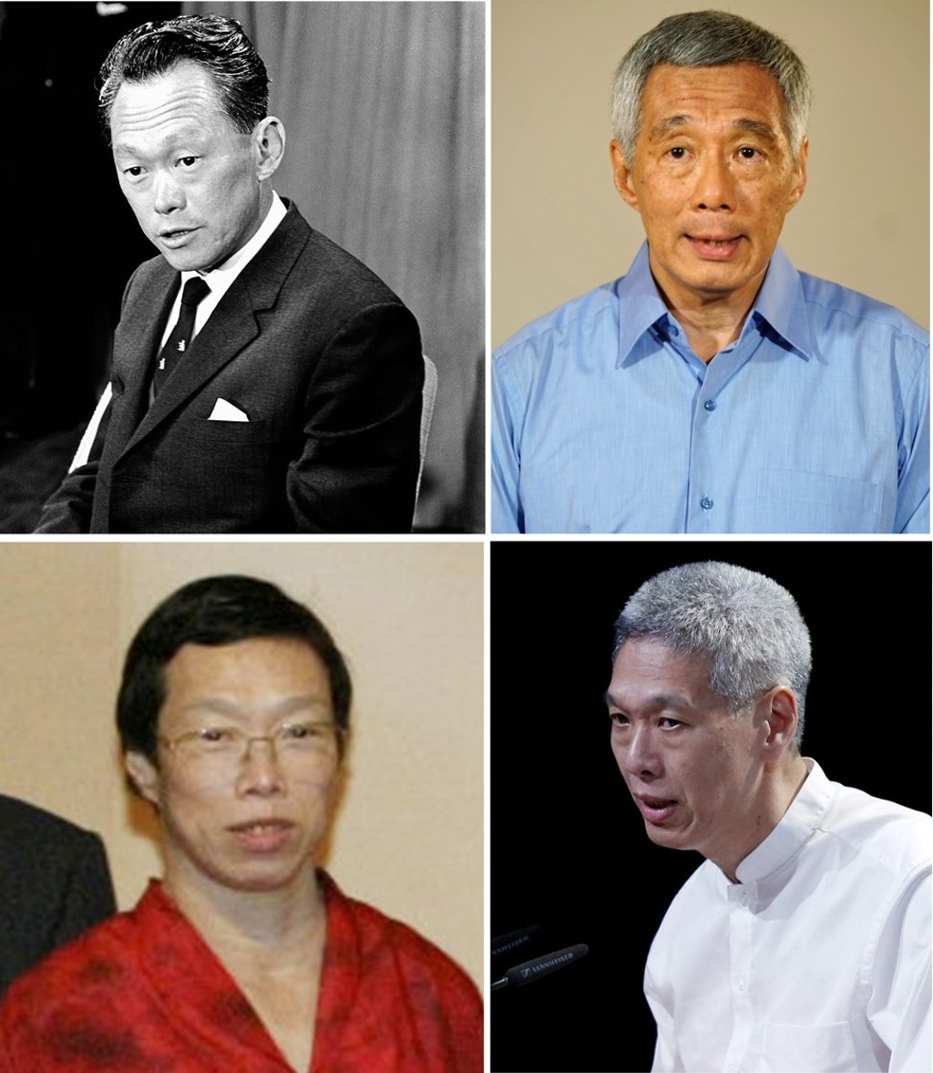 Clockwise from top: Lee Kuan Yew, Lee Hsien Loong, Lee Hsien Yang and Lee Wei Ling. Photos: Handout