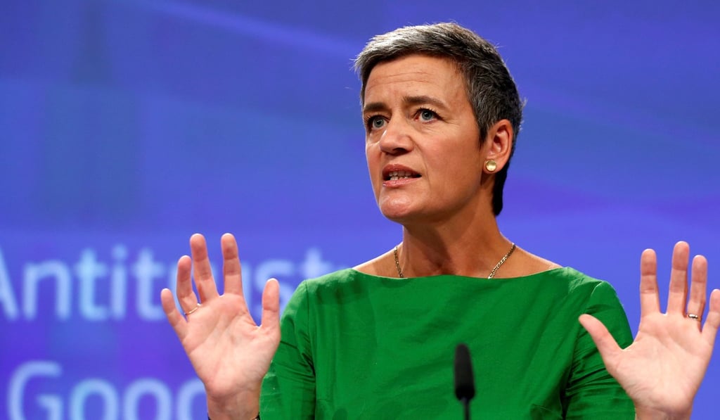 European Competition Commissioner Margrethe Vestager holds a news conference at the EU Commission's headquarters in Brussels, Belgium. Photo: Reuters