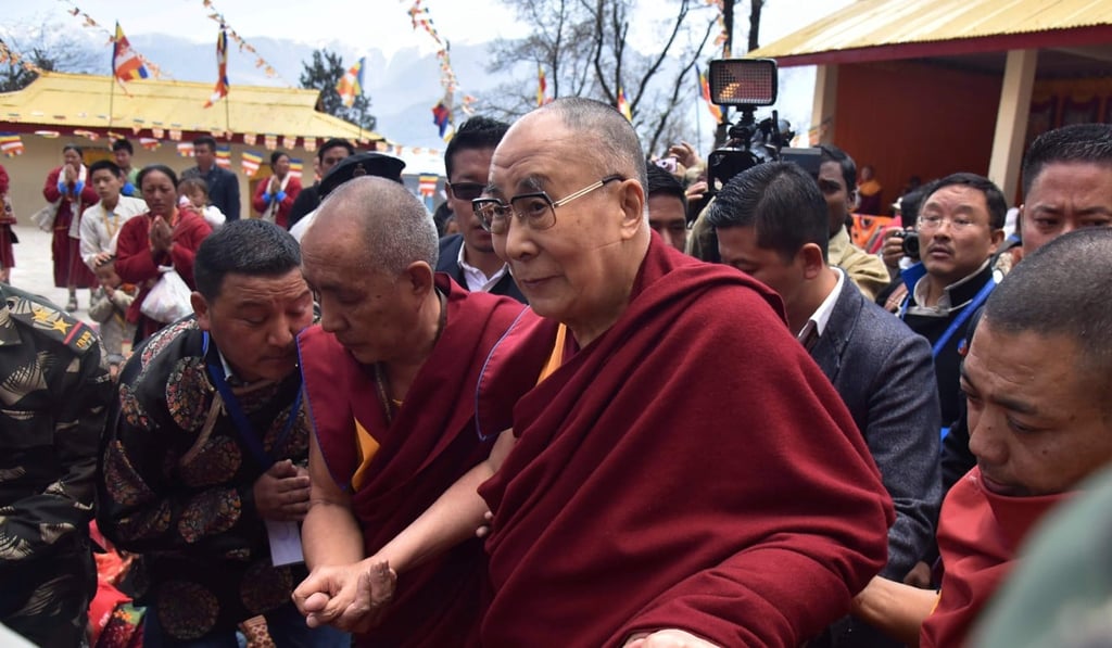 Exiled Tibetan spiritual leader the Dalai Lama arrives at a monastery in the district of Tawang in India's northeastern state of Arunachal Pradesh on April 9. The visit angered China, which claims the state as its territory. Photo: AFP