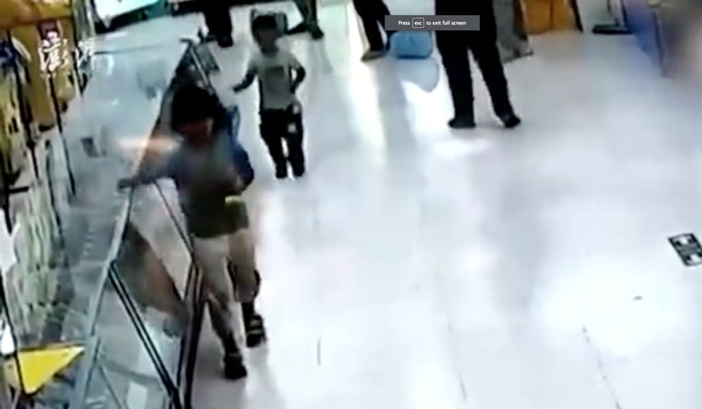 The little girl hobbles away after her shocking ordeal. Photo: Handout