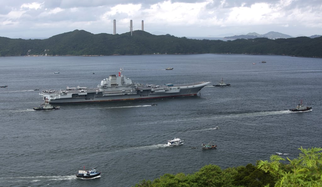 The view from Ap Lei Chau as the Liaoning enters Victoria Harbour. Photo: Sam Tsang