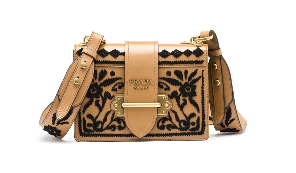 If you have a soft spot for leather, this chic notebook-inspired leather bag with contrasting floral embroidery is the ideal option, HK$24,900