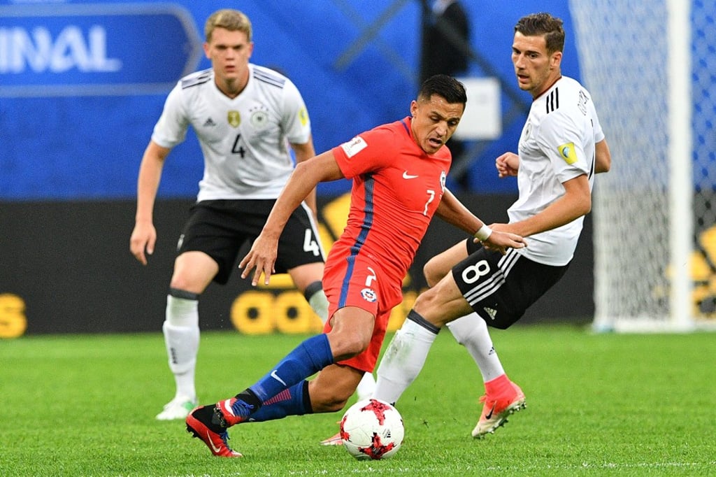 Alexis Sanchez in action for Chile during the Fifa Confederations Cup final. Photo: AFP