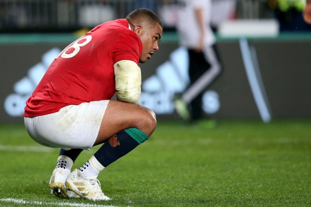 British & Irish Lions substitute Kyle Sinckler reacts after the third test. Photo: AFP