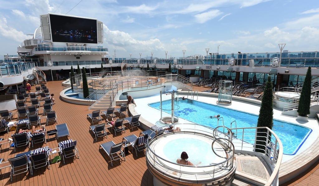 The swimming pool aboard the Majestic Princess that arrived in Xiamen, coastal city of southeast China's Fujian Province. Photo: Xinhua The swimming pool aboard the Majestic Princess that arrived in Xiamen, coastal city of southeast China's Fujian Province. Photo: Xinhua