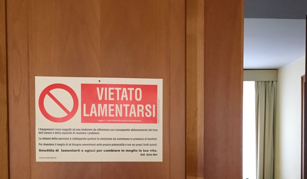 A sign on the door of Pope Francis' room at the Vatican reads in Italian