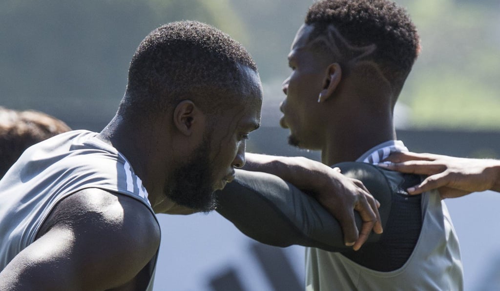 Romelu Lukaku (left) and Paul Pogba during training.