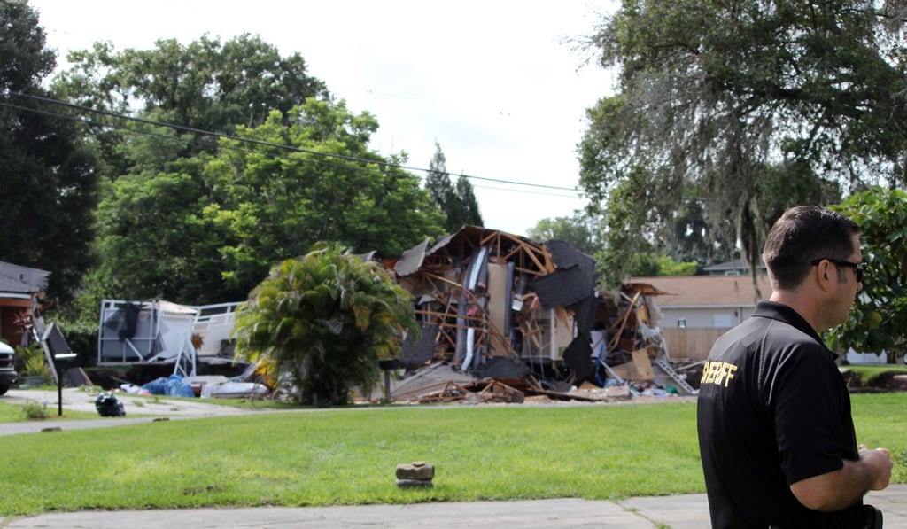 A partially collapsed home in Land O' Lakes, Florida. Photo: AP