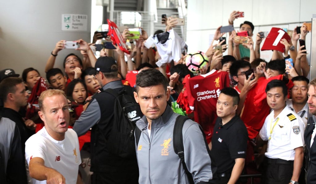 Liverpool received a warm welcome Hong Kong International Airport.