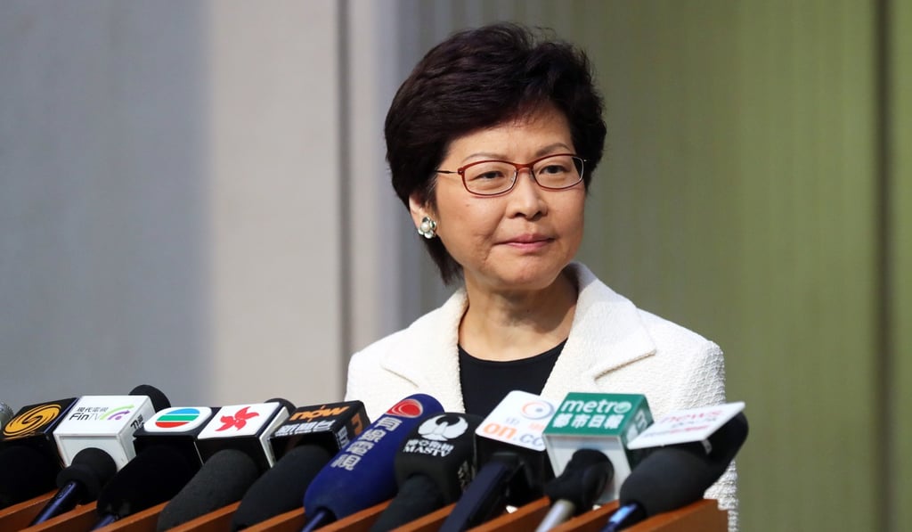 Lam speaking before the Executive Council meeting at government headquarters in Tamar on Tuesday. Photo: Edward Wong