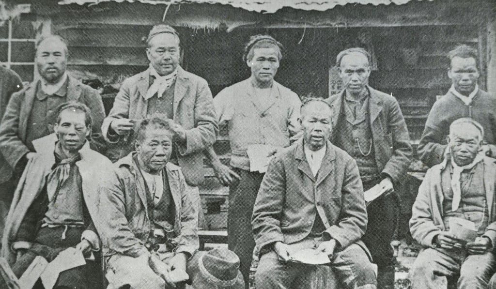 A group of Chinese miners after church service near Arrowtown, a historic gold mining town in the Otago region of New Zealand. Photo: Museum Queenstown