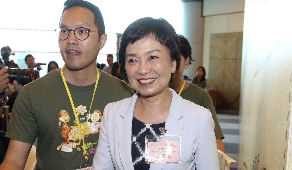 Christine Choi arrives for an event at the book fair on Thursday. Photo: Nora Tam