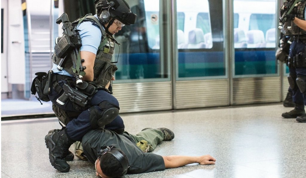 Officers train to subdue a ‘lone-wolf terrorist’. Photo: Facebook
