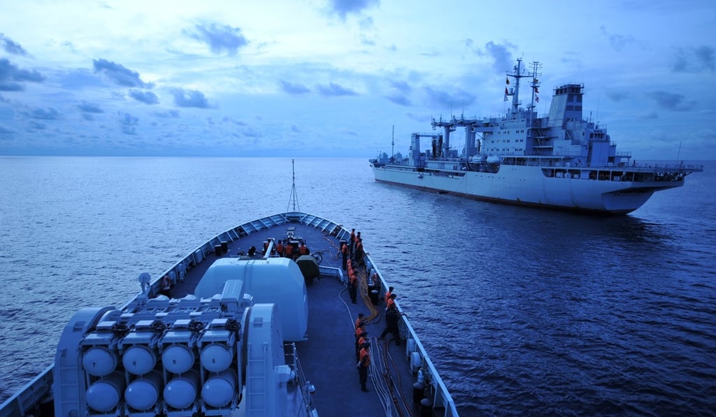 Chinese navy vessels are seen on sea of Malacca Strait. Photo: Xinhua